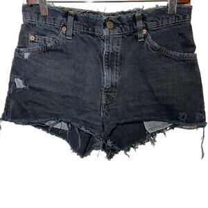 Vintage Levi's Orange Tab Denim Shorts Cut Off Distressed High Rise Black 30"